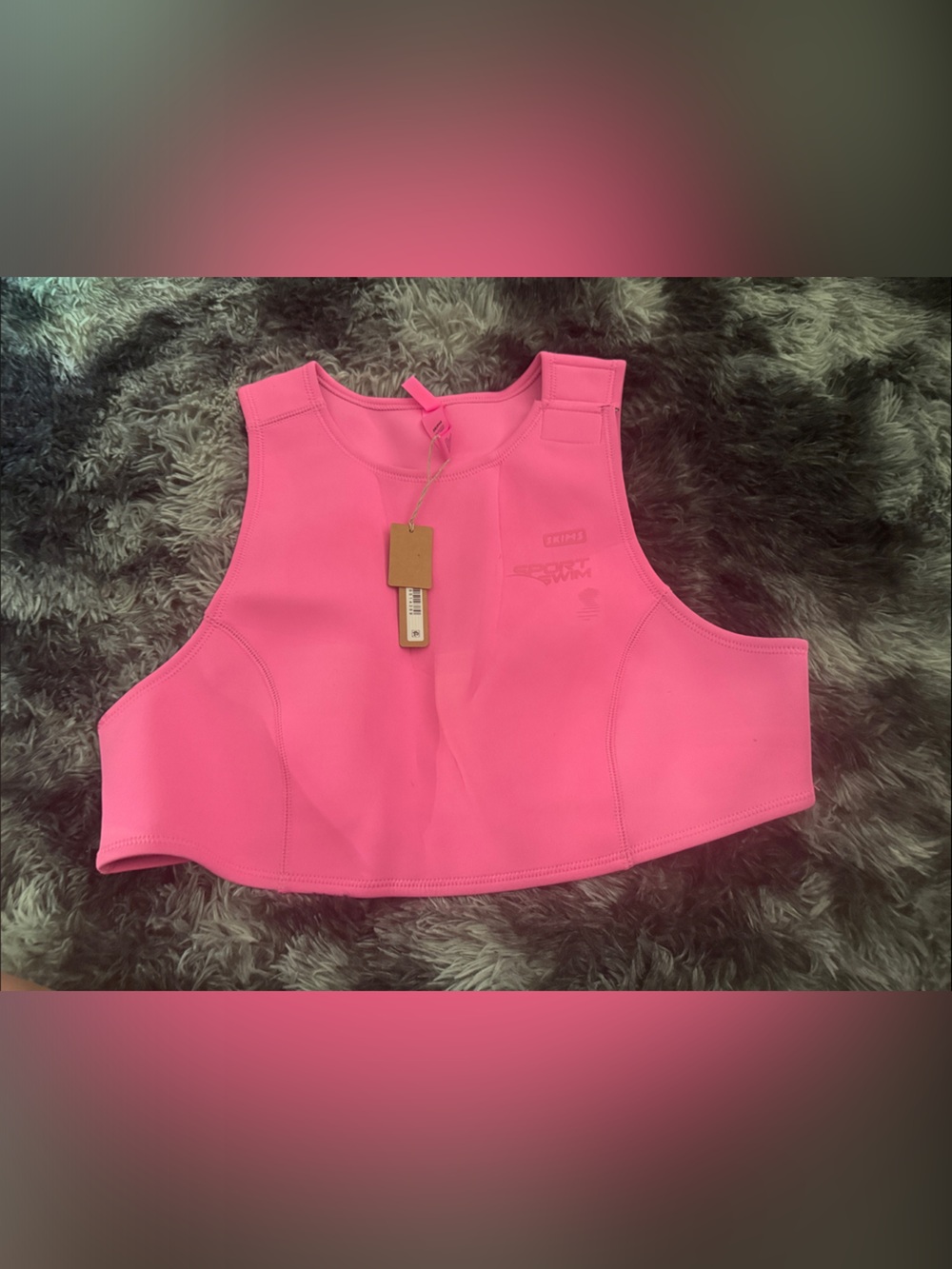 SKIMS Neon Pink Neoprene Swim Top